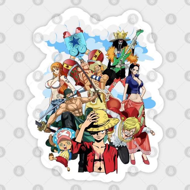 Straw Hat Pirates One Piece Anime Sticker TeePublic
